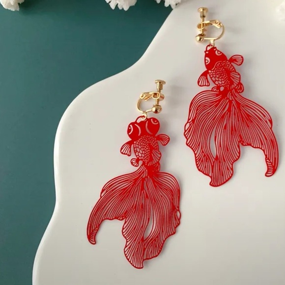 Jewelry - Red Goldfish Earrings for Women